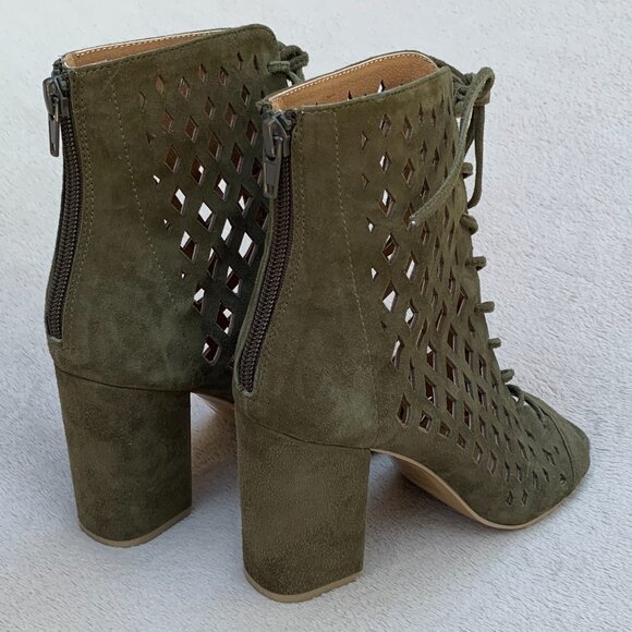 Steve Madden Denay Caged Peep Toe Block Heel Booties - Picture 8 of 13